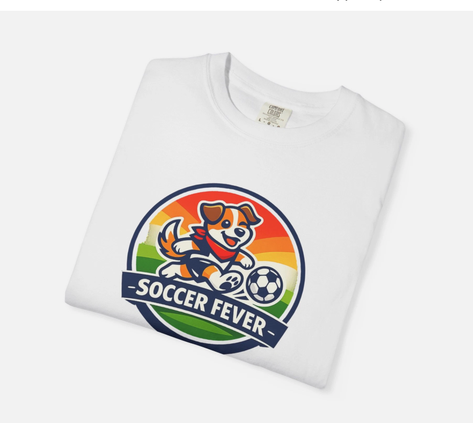 Soccer Fever Puppy T-shirt | Cute Dog Soccer Graphic Tee