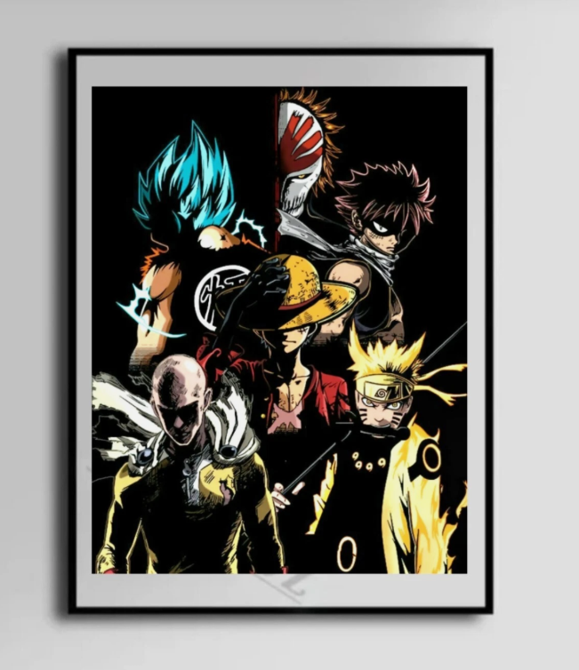 Famous Anime Characters Art canvas poster wall art home decor