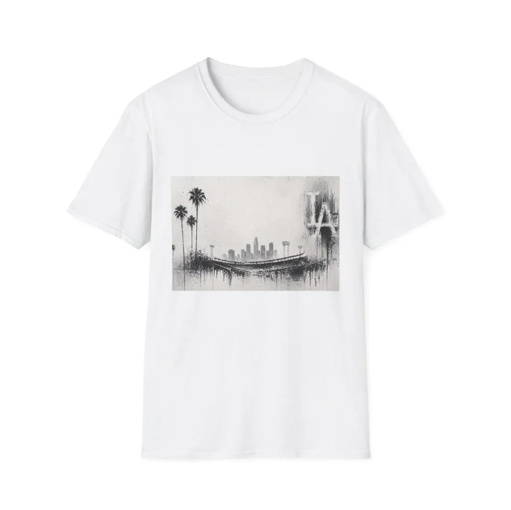 Los Angeles Skyline T-Shirt Monochrome LA Cityscape Dodgers Tee