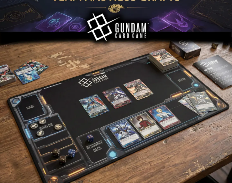 Gundam Inspired Mech HUD Playmat – Sci-Fi TCG Gaming Mat
