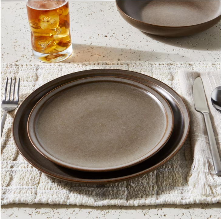 Better Homes & Gardens Banks Brown 12-Piece Stoneware Dinnerware Set, Service for 4