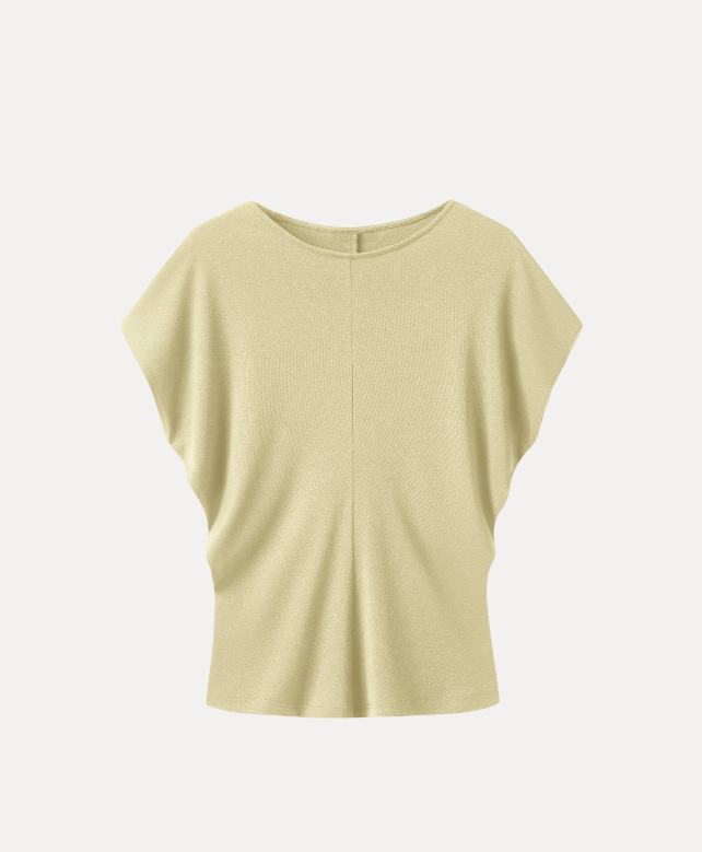 Linen-Blend Round Neck Relaxed Summer Top
