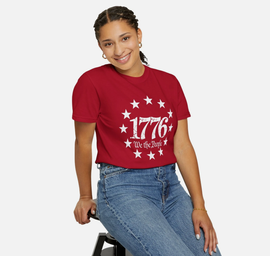 Patriotic Tee, Independence Day Shirt, American Flag Top, 4th of July Apparel