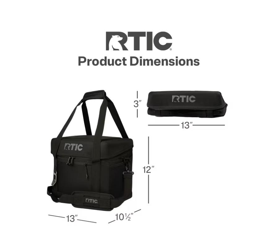 RTIC 28-Can, 27 Qt, Collapsible Soft Cooler with Bottle Opener, Black