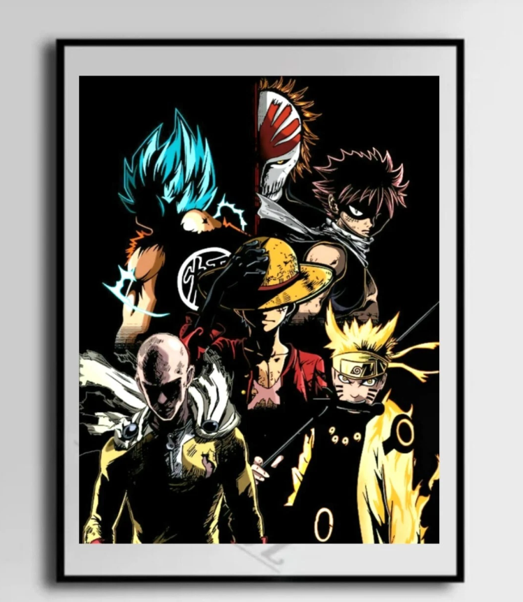 Famous Anime Characters Art canvas poster wall art home decor