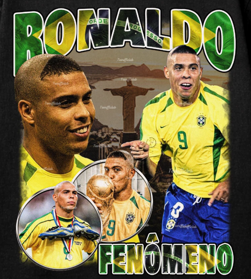 Ronaldo Fenomeno Brazil T Shirt Soccer Football Legend World Cup Graphic Tee