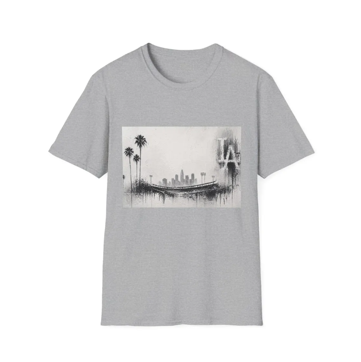 Los Angeles Skyline T-Shirt Monochrome LA Cityscape Dodgers Tee
