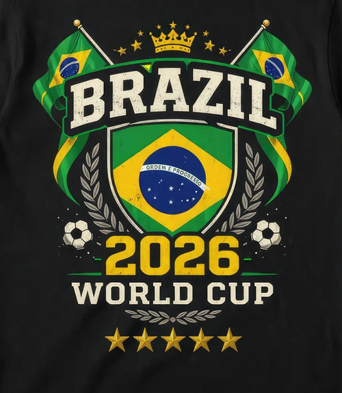 Brazil 2026 World Cup Shirt Soccer Fan Brazilian Flag Football Tee