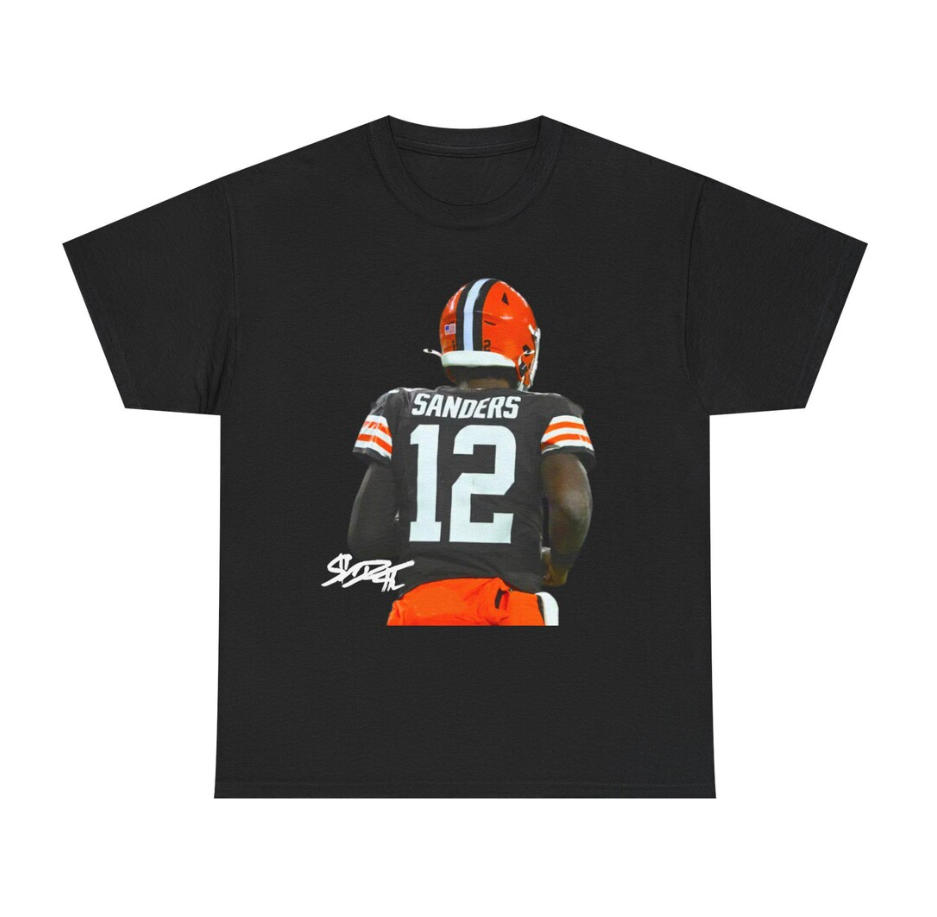 Shedeur Sanders Cleveland Autograph T-Shirt, Football Fan Apparel