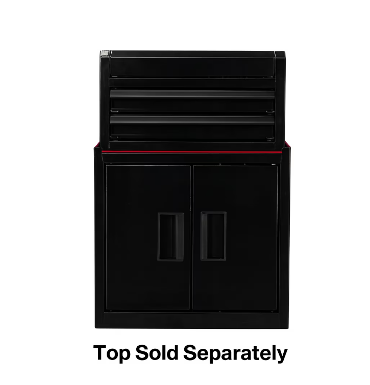 Hyper Tough Mini Tool Cabinet – 11.6-Inch Steel Storage Cabinet, Black, Double Doors & Non-Slip Top Mat