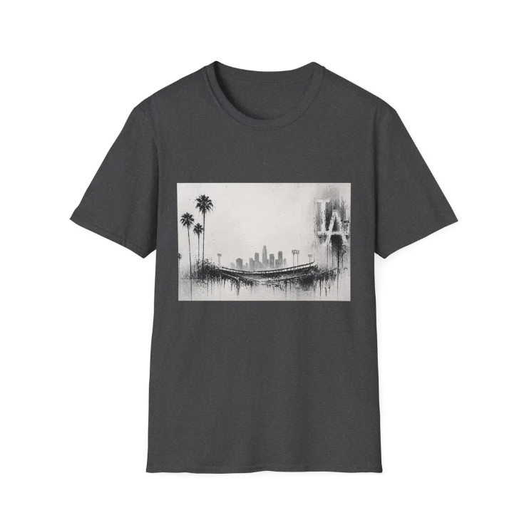 Los Angeles Skyline T-Shirt Monochrome LA Cityscape Dodgers Tee