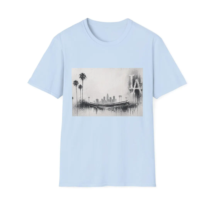 Los Angeles Skyline T-Shirt Monochrome LA Cityscape Dodgers Tee