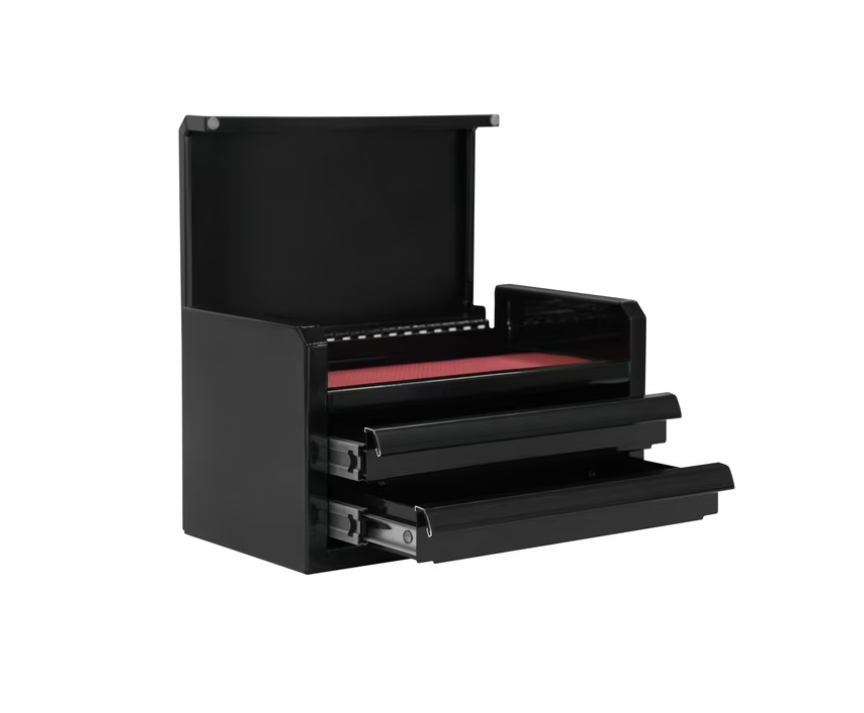 Hyper Tough Mini 10-Inch 2-Drawer Steel Toolbox – Black
