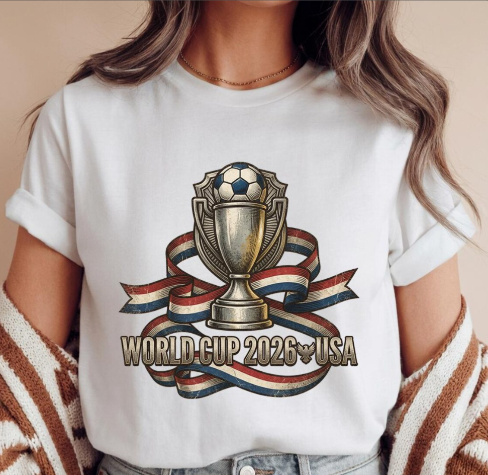 World Cup 2026 USA Trophy T-Shirt, USA Soccer Fan Shirt, American Football Fan Tee, USA 2026 Soccer Gift, World Cup Host Gift
