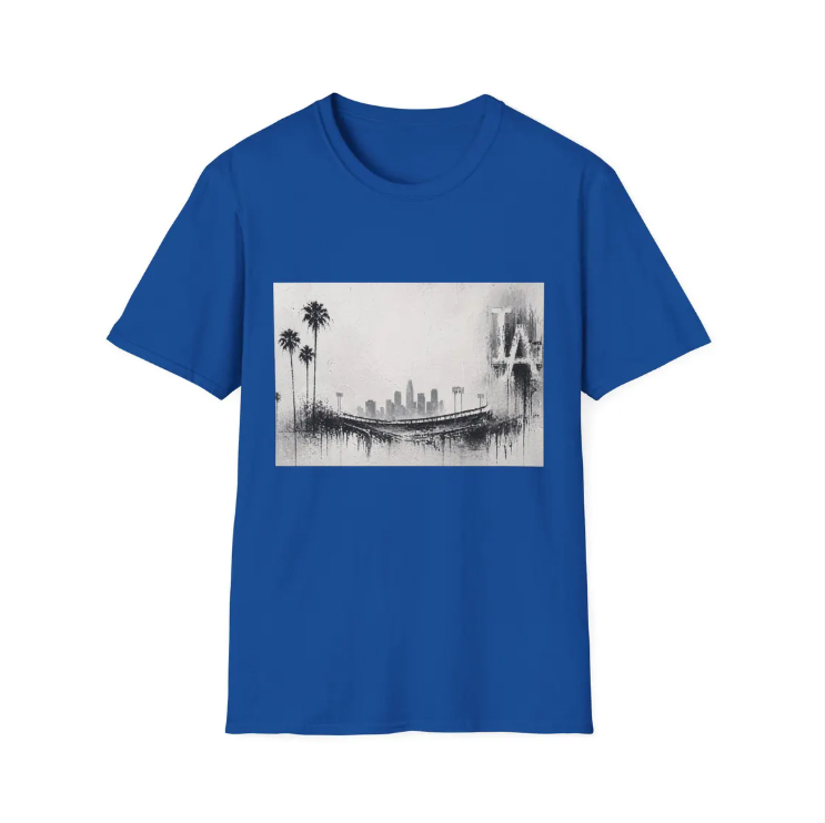 Los Angeles Skyline T-Shirt Monochrome LA Cityscape Dodgers Tee