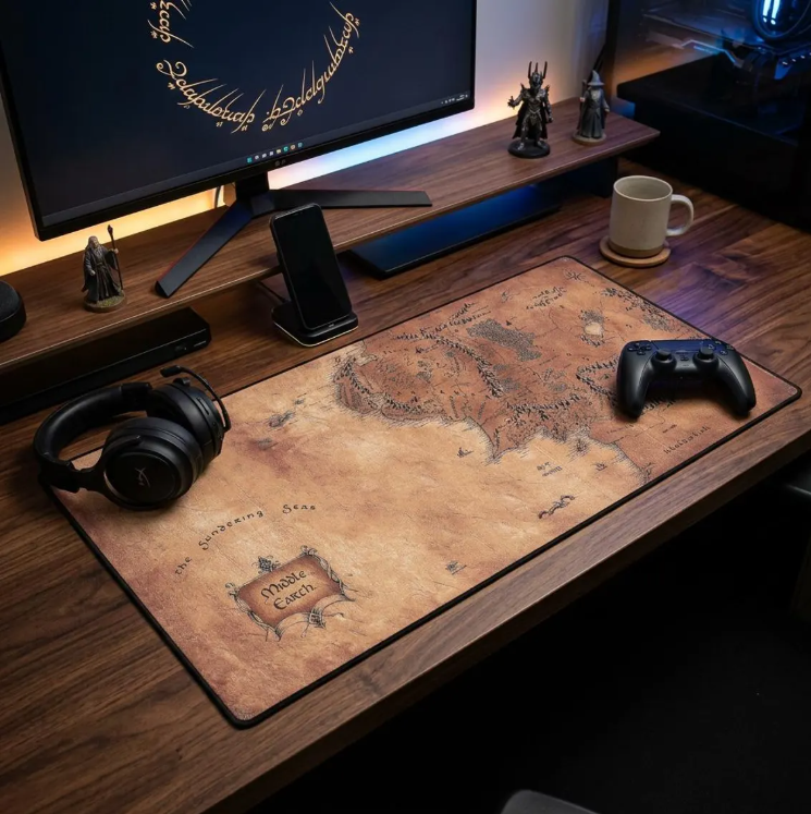 Middle Earth Map Desk Mat: Lord of the Rings Gaming Mouse