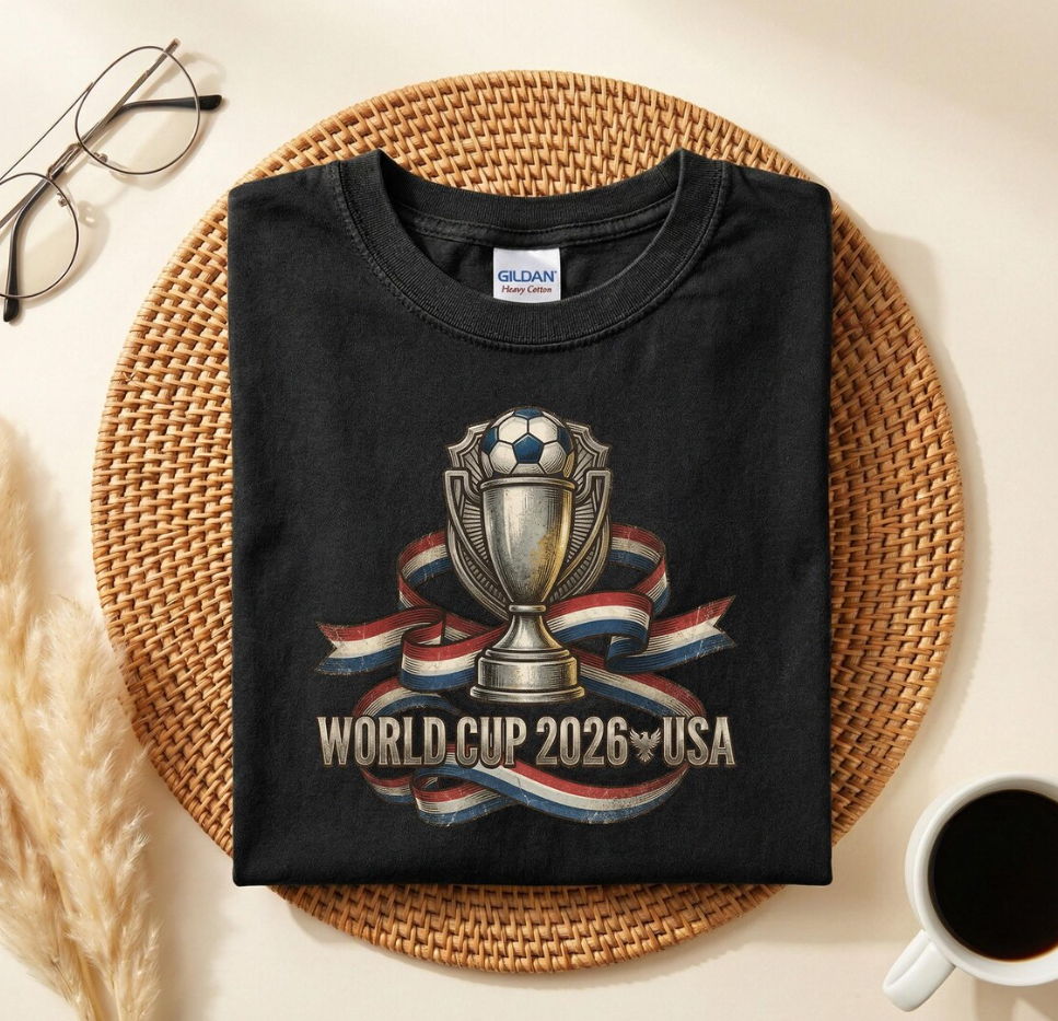 World Cup 2026 USA Trophy T-Shirt, USA Soccer Fan Shirt, American Football Fan Tee, USA 2026 Soccer Gift, World Cup Host Gift