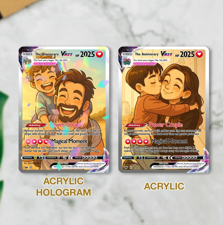 Custom Father and Child Pokemon Anime Card, Personalized Daddy and Me Gift, Father’s Day Pokemon Card, Custom Anime Style Card, Gift for Dad