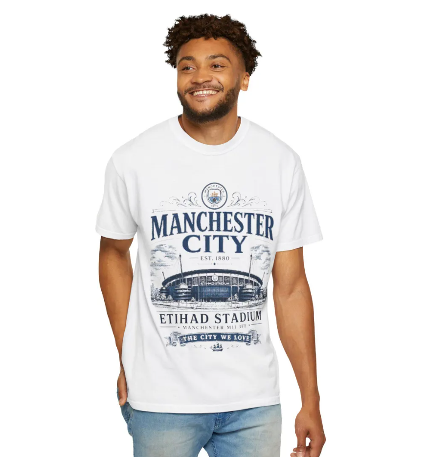 Man city tee, Man city tshirt, Manchester City Football Club Etihad Stadium Graphic Tee, man city fan, man city gift