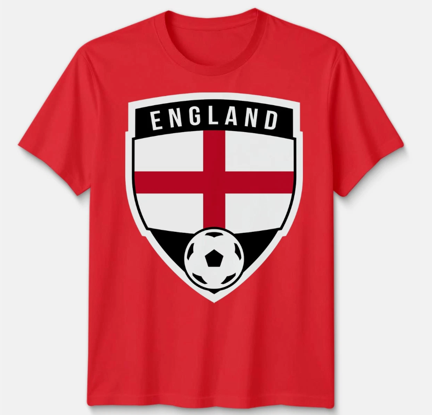 England Crest Unisex T Shirt Youth Kids Football Matchday Supporter Fan Gift Tee