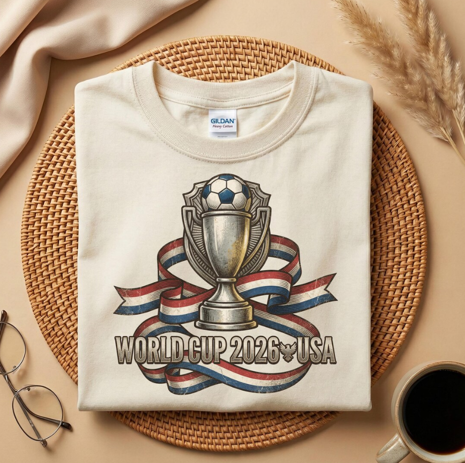 World Cup 2026 USA Trophy T-Shirt, USA Soccer Fan Shirt, American Football Fan Tee, USA 2026 Soccer Gift, World Cup Host Gift