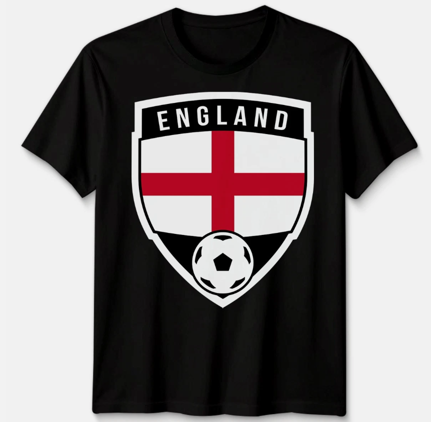 England Crest Unisex T Shirt Youth Kids Football Matchday Supporter Fan Gift Tee