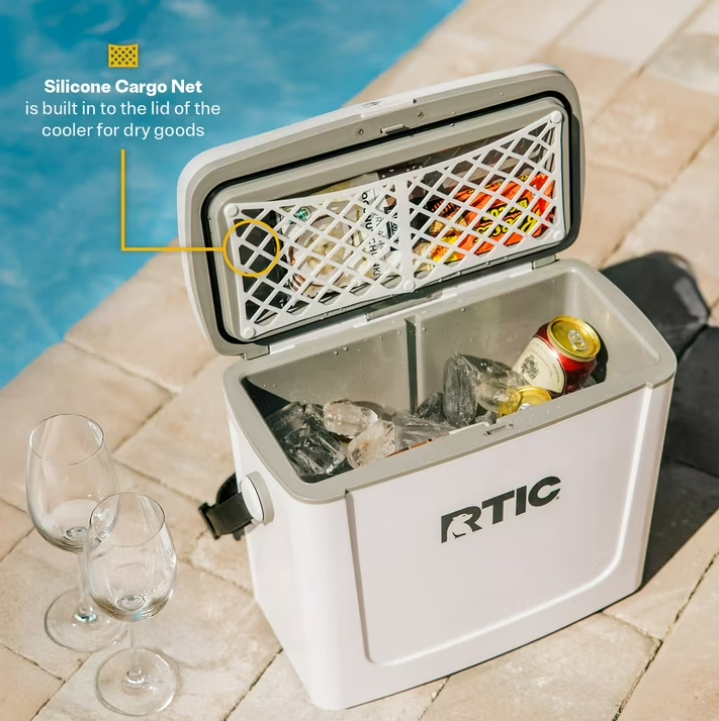 RTIC Road Trip 16 Qt Hard-Sided Cooler, Fits 12 Cans, White & Grey