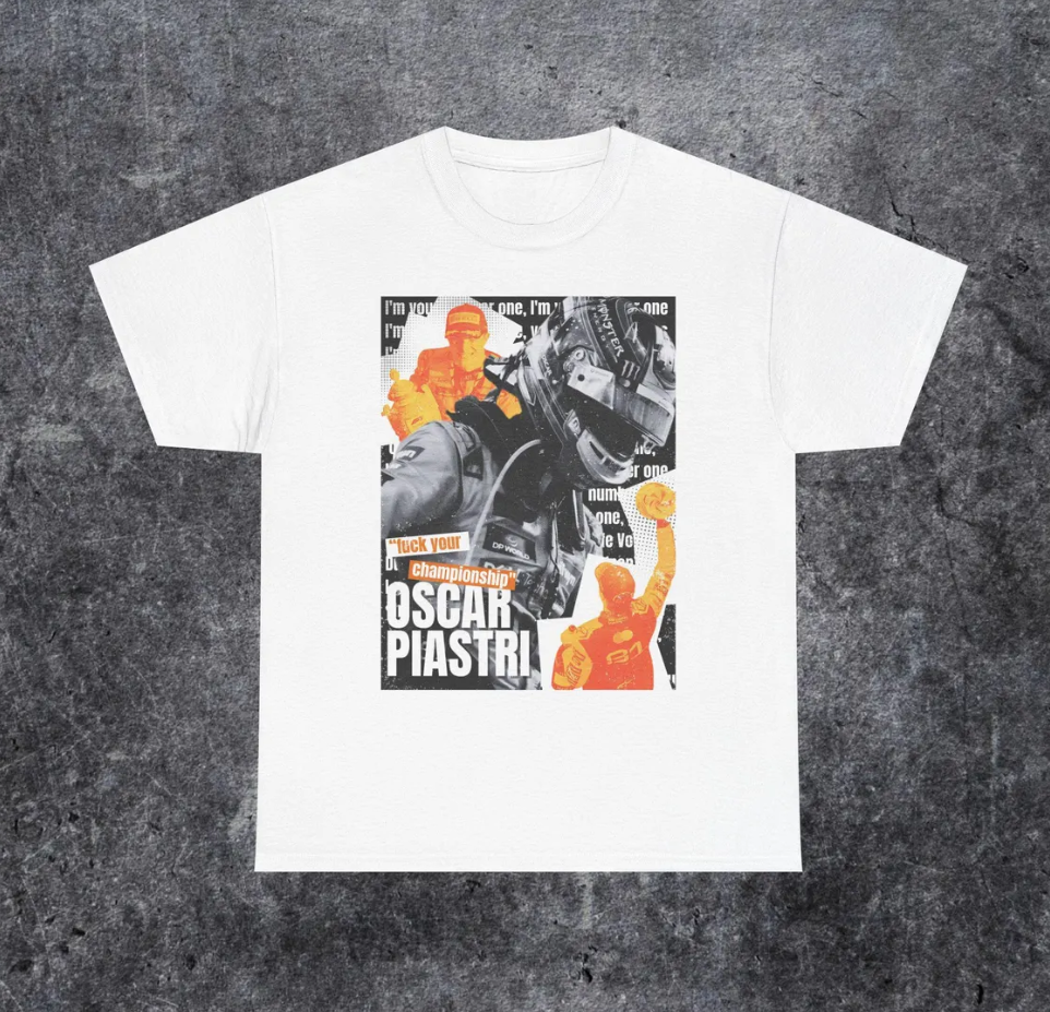 Oscar Piastri Graphic Shirt McLaren F1 Streetwear Tee Formula 1 Fan Merch Oscar Piastri Tribute T-Shirt Motorsport Gift