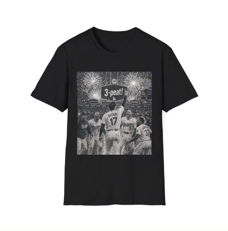 Los Angeles Dodgers Three-Peat Championship T-Shirt 3-Peat MLB Team Tee