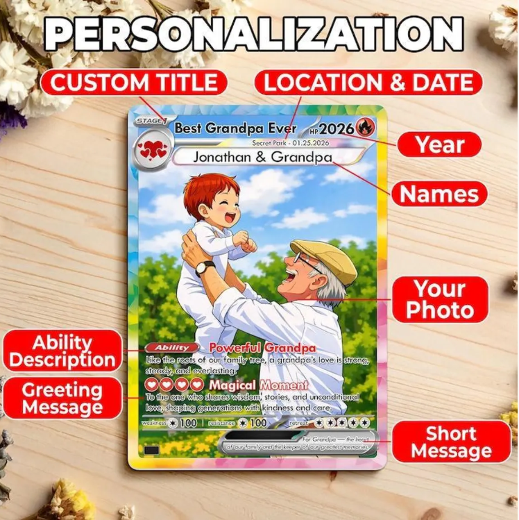 Custom Father's Day Pokemon Card, Personalized Gamer Dad Gift, Pokémon Dad Photo Card, Gift For Dad, Papa Gift, Pokedad Card, Father’s Da