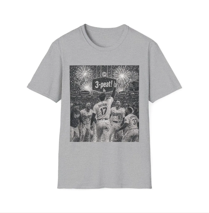 Los Angeles Dodgers Three-Peat Championship T-Shirt 3-Peat MLB Team Tee