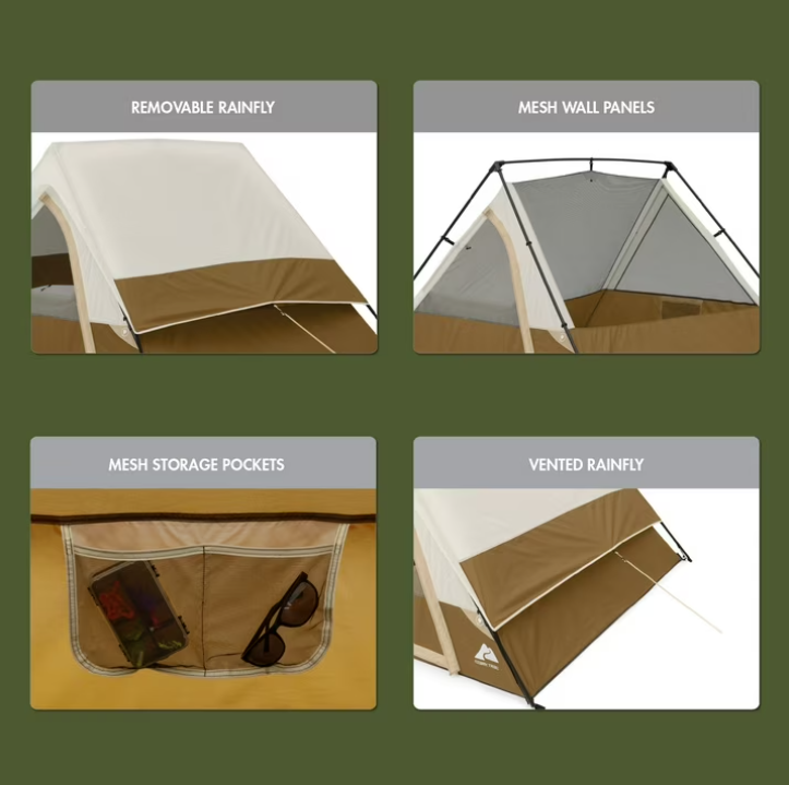 Ozark Trail 7' x 7' 3-Person A-Frame Tent, 13.44 lbs