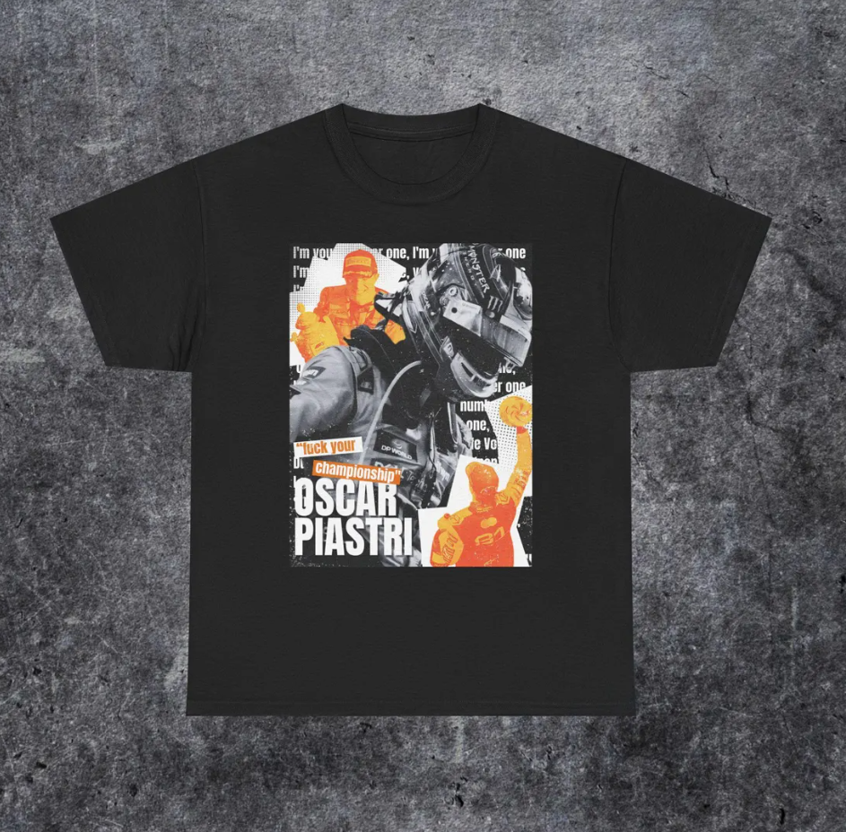 Oscar Piastri Graphic Shirt McLaren F1 Streetwear Tee Formula 1 Fan Merch Oscar Piastri Tribute T-Shirt Motorsport Gift