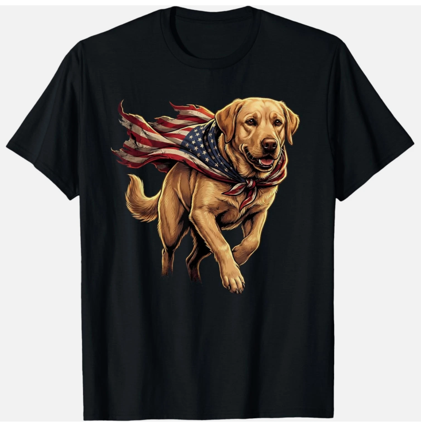 Patriotic Labrador Dog T-Shirt, Lab Dad American Flag 4th Of July USA Gift Shirt