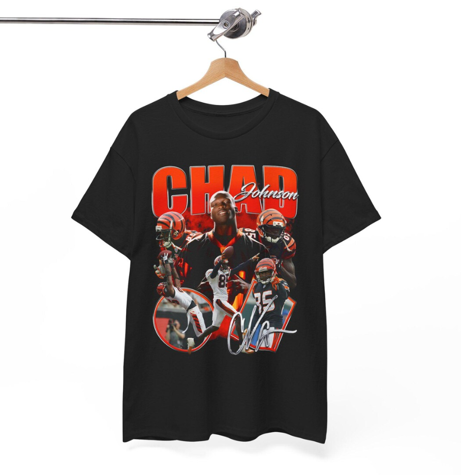 Chad Johnson Ocho Cinco v1 Cincinnati JaMarr Chase Carson Palmer AJ Green Andy Dalton Geno Atkins Terrell Owens Joe Burrow Boomer NFL Shirt