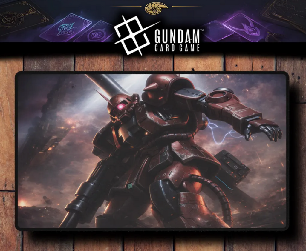 Char Zaku Mecha TCG Playmat - Red Commander Anime Playmat, Sci-Fi Gaming Layout