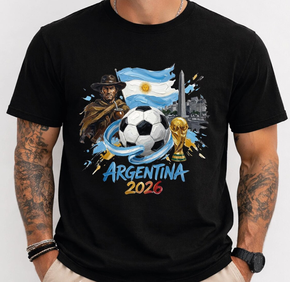 Argentina 2026 Shirt, World Cup Soccer Tee, Buenos Aires Football T-Shirt, Argentina Flag Graphic Tee, FIFA Fan Gift