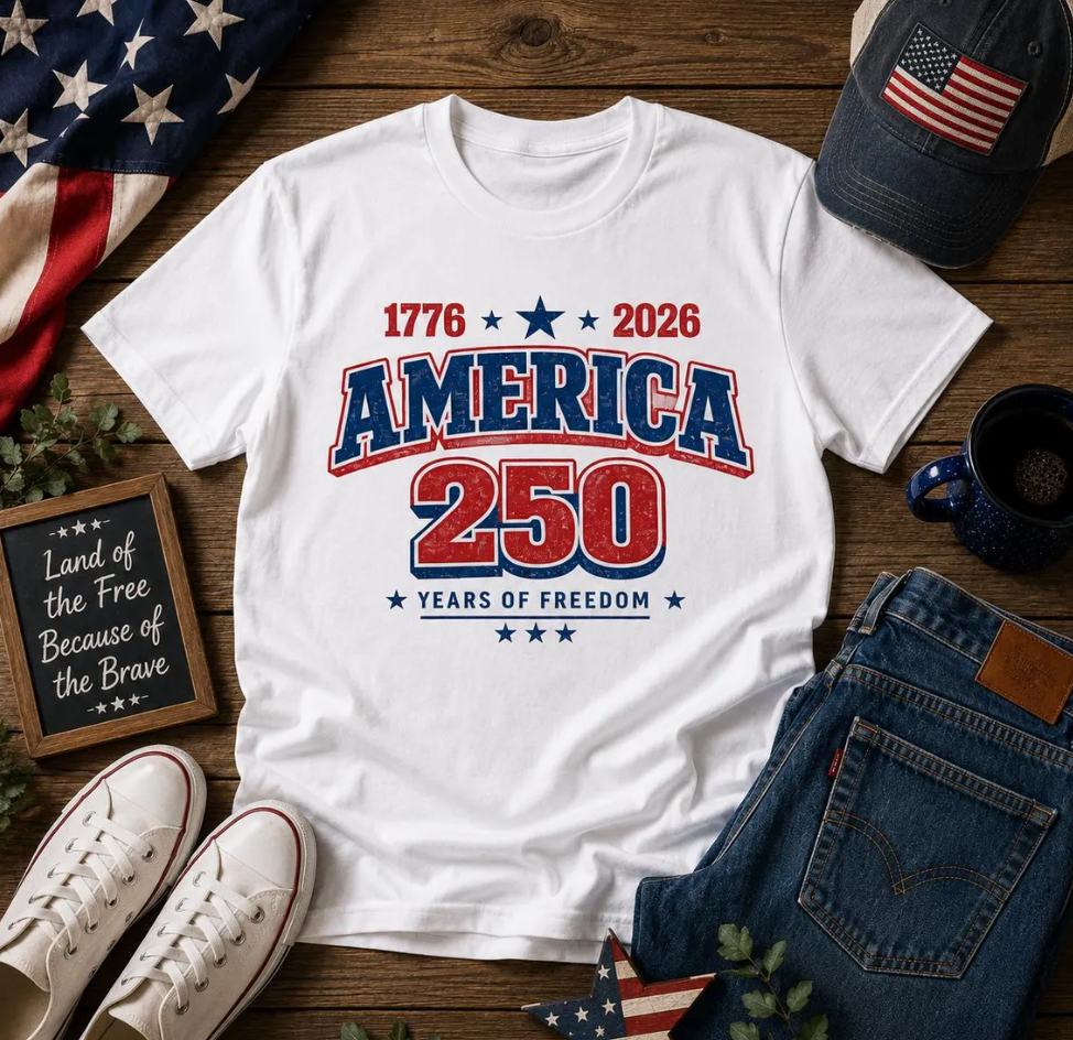 America 250 Years of Freedom T-Shirt 1776-2026 Patriotic Anniversary Tee
